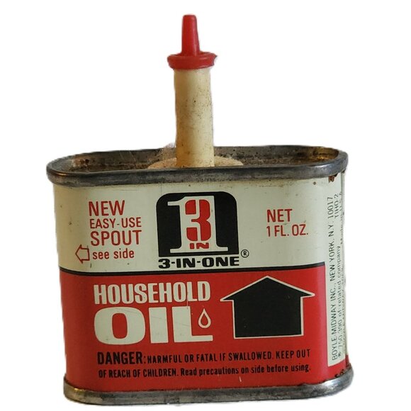 Vintage Collectible 3-IN-ONE Household Oil 1oz Can with Easy-Pour Spout Decor - Picture 3 of 7